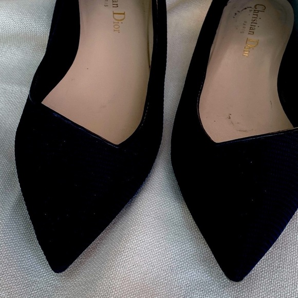 CHRISTIAN Dior technical fabric black pointed toe flats - Picture 4 of 17